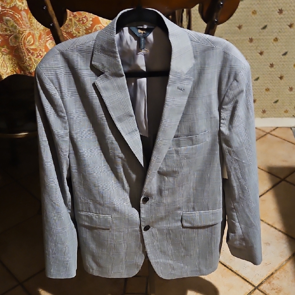 Soft Cloth Gray Blue Stripes Men's Blazer